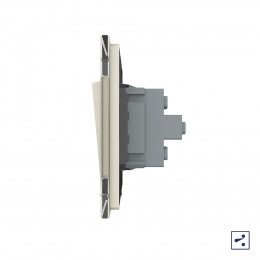 Двухклавишный проходной механический выключатель Livolo, 1 пост, цвет жемчужный