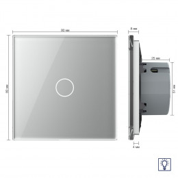 Одноклавишный сенсорный диммер Livolo, 1 пост, цвет серый