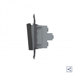 Двухклавишный простой и проходной механический выключатель Livolo, цвет черный (механизм), VL-C7-K2S-12