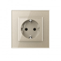Розетка электрическая 16A Livolo, 1 пост, цвет шампань
