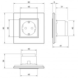 Розетка электрическая 16A Livolo, 1 пост, цвет шампань