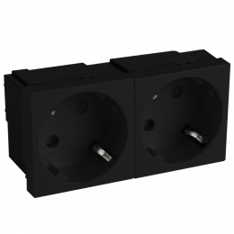 Розетка 2х2К+З нем.ст., 45 гр., с з/ш, черн. (90х45мм), серия (тип) DF6 DF6D2AN