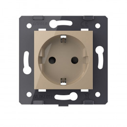 Розетка электрическая с заземлением защитными шторками 16A Livolo, зажимы, цвет золотой (механизм) VL-FCTC16A-2APS01