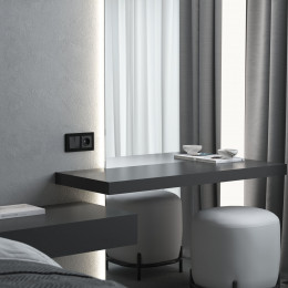 Выключатель двухклавишный проходной (графит акрил) Werkel W1122044