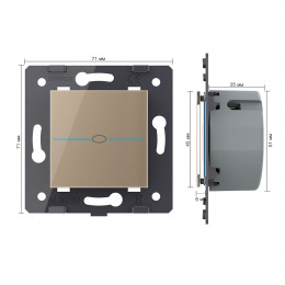 Выключатель LIVOLO Quadro 1 клавиша Золотой (механизм)