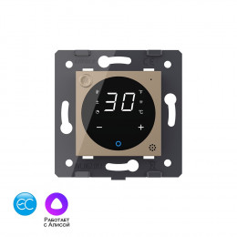 Умный терморегулятор пола Livolo EC 16А, сенсорное управление, датчик воздуха, датчик пола 5 метров, цвет золотой (механизм) VL-FCQ1Z2-2APS72