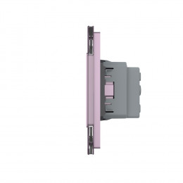 Розетка электрическая 16A Livolo, 3 поста, цвет розовый