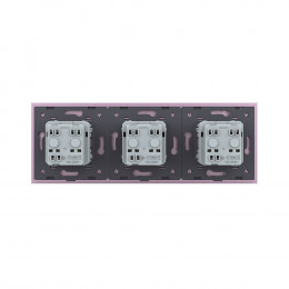 Розетка электрическая 16A Livolo, 3 поста, цвет розовый