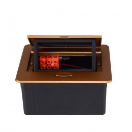 Выдвижной горизонтальный модуль RocketSocket в столешницу для розеток Livolo 2 поста, золотой