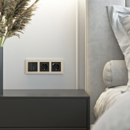 Рамка из стекла на 3 поста Senso шампань soft-touch