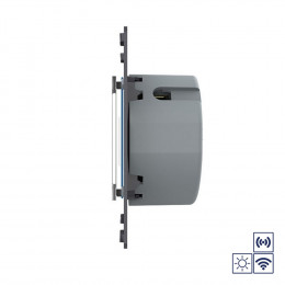 Двухклавишная импульсная сенсорная кнопка Livolo Quadro сухой контакт с функцией радиоуправления, цвет серый (механизм) VL-Q7-02IHR-15