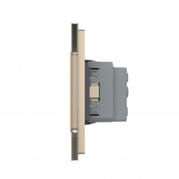 Розетка электрическая двойная 220В LIVOLO золотая VL-C7C2EU-13