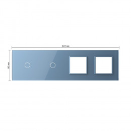 Панель для 2-х сенсорных выключателей и 2-х розеток Livolo, 2 клавиши (1+1), цвет синий, стекло