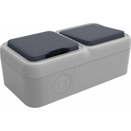 Двойной блок накладной, розетка с защитной крышкой+переключатель 1-клавишный, цвет серый, IP55, серия W55 DIP20640