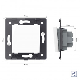 Одноклавишный простой и проходной механический выключатель Livolo, цвет белый (механизм), VL-C7-K1S-11