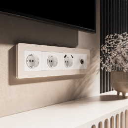 Рамка из поликарбоната на 4 поста Split айвори/белый, soft-touch