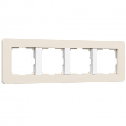 Рамка из поликарбоната на 4 поста Split айвори/белый, soft-touch