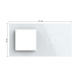 Панель для розетки и трехклавишного сенсорного выключателя Livolo, цвет белый, стекло