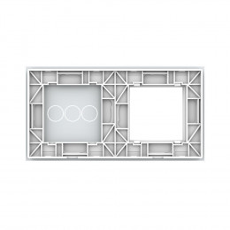 Панель для розетки и трехклавишного сенсорного выключателя Livolo, цвет белый, стекло