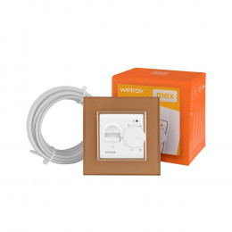 Терморегулятор Welrok MEX для рамки LIVOLO с механическим управлением, датчик пола 3 м, цвет белый с золотой рамкой