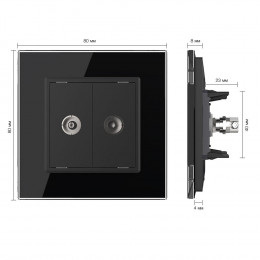 ТВ-розетка двойная LIVOLO черная VL-C792V-12