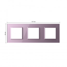 Рамка для розетки Livolo 3 поста, цвет розовый, стекло