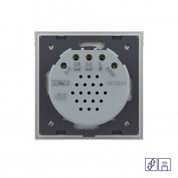 Сенсорный радиоуправляемый выключатель для жалюзи Livolo 2 клавиши 1 модуль Серый VL-C702WR-15