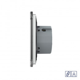 Сенсорный радиоуправляемый выключатель для жалюзи Livolo 2 клавиши 1 модуль Серый VL-C702WR-15