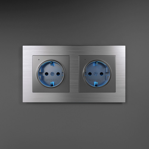 Купить Рамка из металла на 2 поста Аluminium алюминий в rum24.ru фото: 9