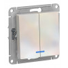 Купить Двухклавишный выключатель Schneider Electric Atlasdesign Жемчуг с подсветкой, сх.5а, 10АХ, механизм ATN000453 в rum24.ru