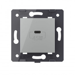 Розетка USB type C с блоком питания 45W Livolo, цвет серый (механизм) VL-FCUC-2IP