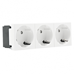 Розетка 3х2К+З нем.ст., 45 гр., с з/ш, бел. (135х45мм), серия (тип) DF6 DF6D3W