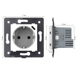 Розетка электрическая с заземлением защитными шторками 16A + USB type C с блоком питания 18W Livolo, цвет белый (механизм) VL-FCTF16A.UC18W-2WP