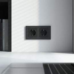 Рамка из металла на 2 поста АluMax черный алюминий