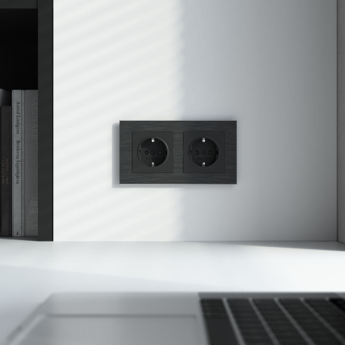 Купить Рамка из металла на 2 поста АluMax черный алюминий в rum24.ru фото: 2