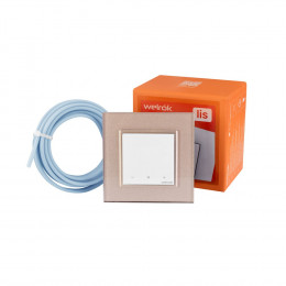 Терморегулятор Welrok LIS для рамки LIVOLO с сенсорным управлением, датчик пола 3 м, цвет белый с рамкой шампань