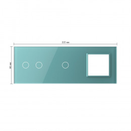 Панель для двух сенсорных выключателей и розетки Livolo, 3 клавиши (2+1), цвет зеленый, стекло