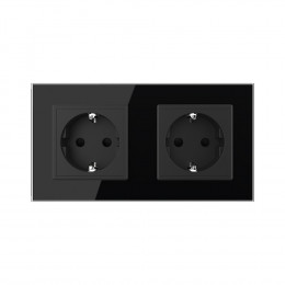 Розетка электрическая двойная 220В LIVOLO черная VL-C7C2EU-12