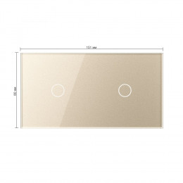 Панель для двух сенсорных выключателей Livolo, 2 клавиши (1+1), цвет шампань, стекло