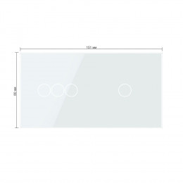 Панель для двух сенсорных выключателей Livolo, 4 клавиши (3+1), цвет белый, стекло