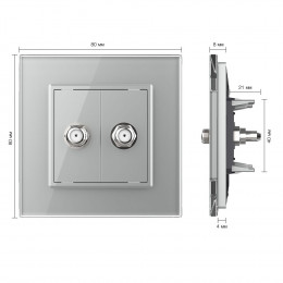 Спутниковая SAT-розетка двойная LIVOLO серая VL-C792ST-15