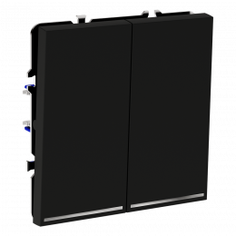 Проходной переключатель встраиваемый VOLTUM S70 двухклавишный с подсветкой (черный матовый) VLS020408