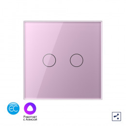 Двухклавишный проходной умный сенсорный выключатель Livolo EC, 1 пост, цвет розовый VL-C702SZ2-17