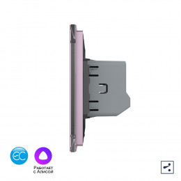 Двухклавишный проходной умный сенсорный выключатель Livolo EC, 1 пост, цвет розовый VL-C702SZ2-17