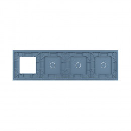 Панель для 3-х сенсорных выключателей и розетки Livolo, 3 клавиши (1+1+1), цвет синий, стекло