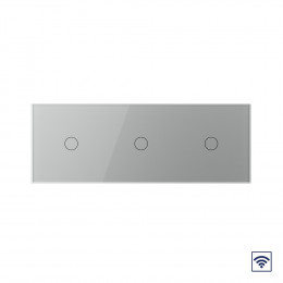 Сенсорный выключатель Livolo с функцией радиоуправления, 3 клавиши (1-1-1), 3 поста, цвет серый