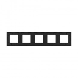 Рамка для розетки Livolo 5 постов, цвет черный, стекло