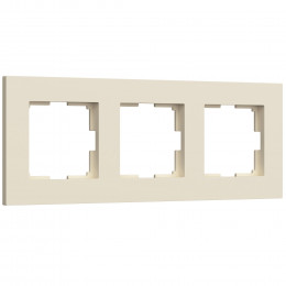 Рамка из поликарбоната на 3 поста Slab айвори софт