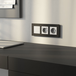 Рамка из металла на 3 поста АluMax черный алюминий