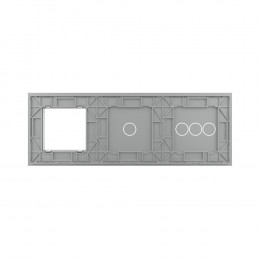 Панель для двух сенсорных выключателей и розетки Livolo, 4 клавиши (3+1), цвет серый, стекло